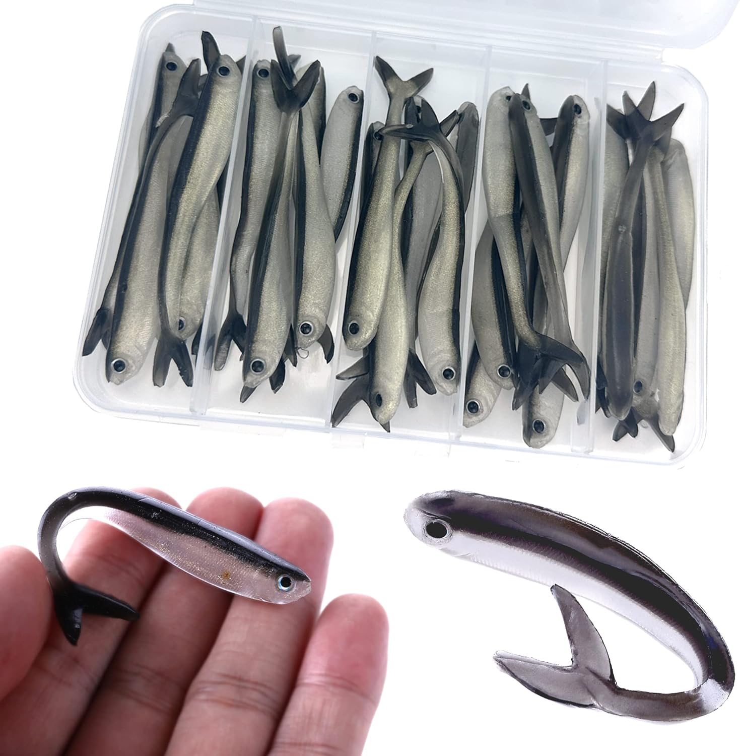 Paddle Tail Swimbaits,Soft Plastic Fishing Lures Swim Baits for Bass Fishing,30/50pcs with Box,Soft Plastic Swimbaits for Bass Trout Crappie Lures Kit for Saltwater Freshwater