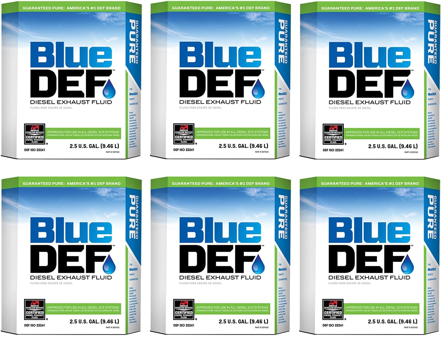 BlueDEF Diesel Exhaust Fluid Synthetic & Deionized Water 2.5 Gallon Jug (6 Pack)
