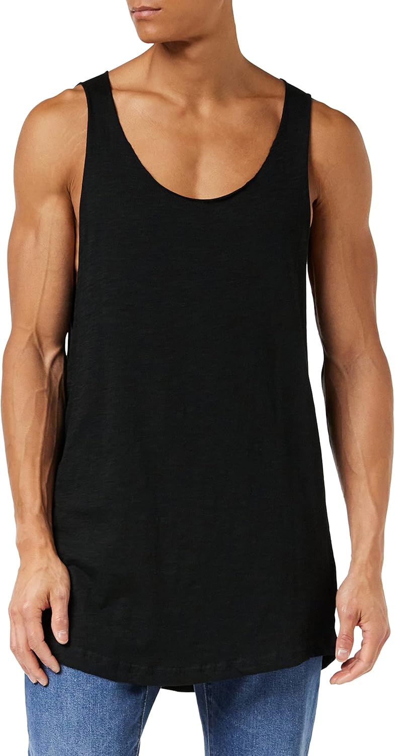 Urban Classics Men's Long Shaped Open Edge Loose Tank Sports Top