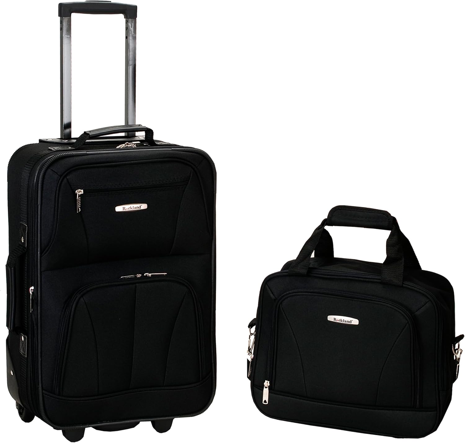 Rockland Fashion Softside Upright Luggage Set, Expandable, Black, 2-Piece (14/19)