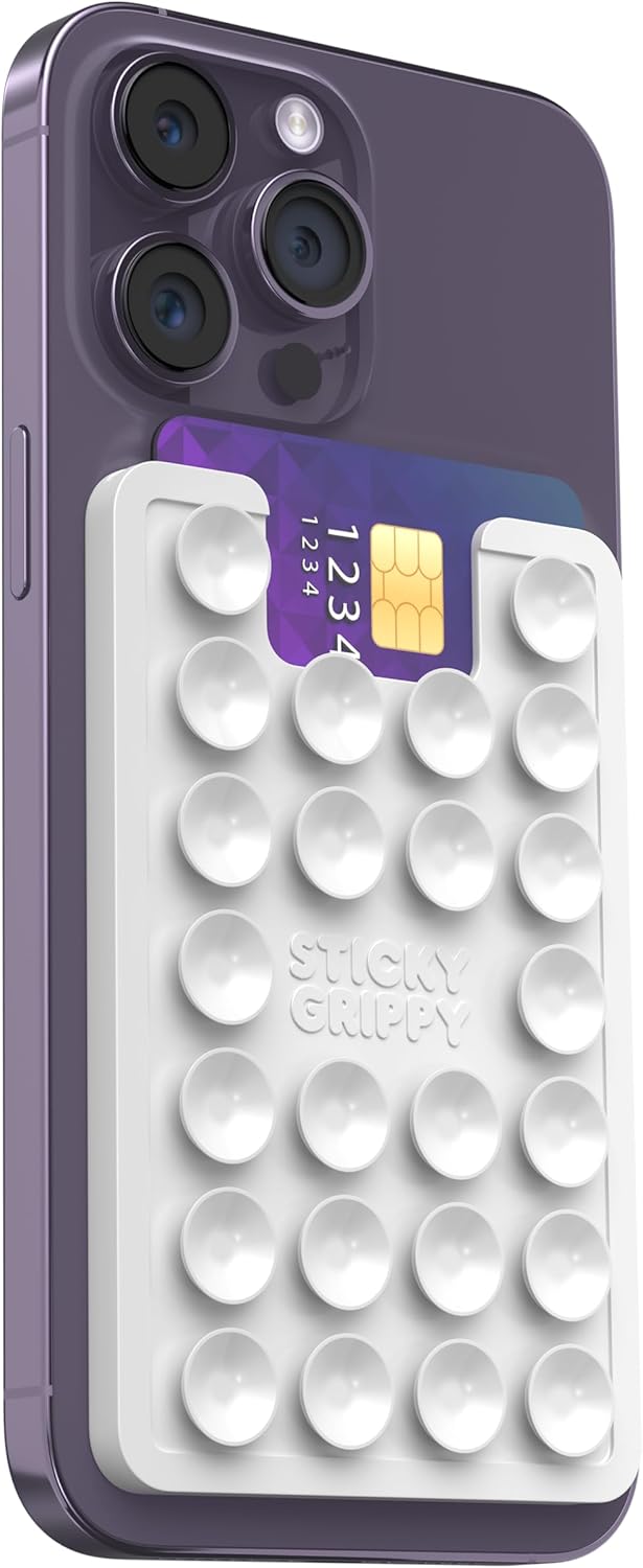 Suction Phone Card Holder Mount, Phone Wallet, Silicon Adhesive Phone Accessory for iPhone and Android, Hands-Free Mirror Shower Phone Holder, TikTok Videos and Selfies (White)