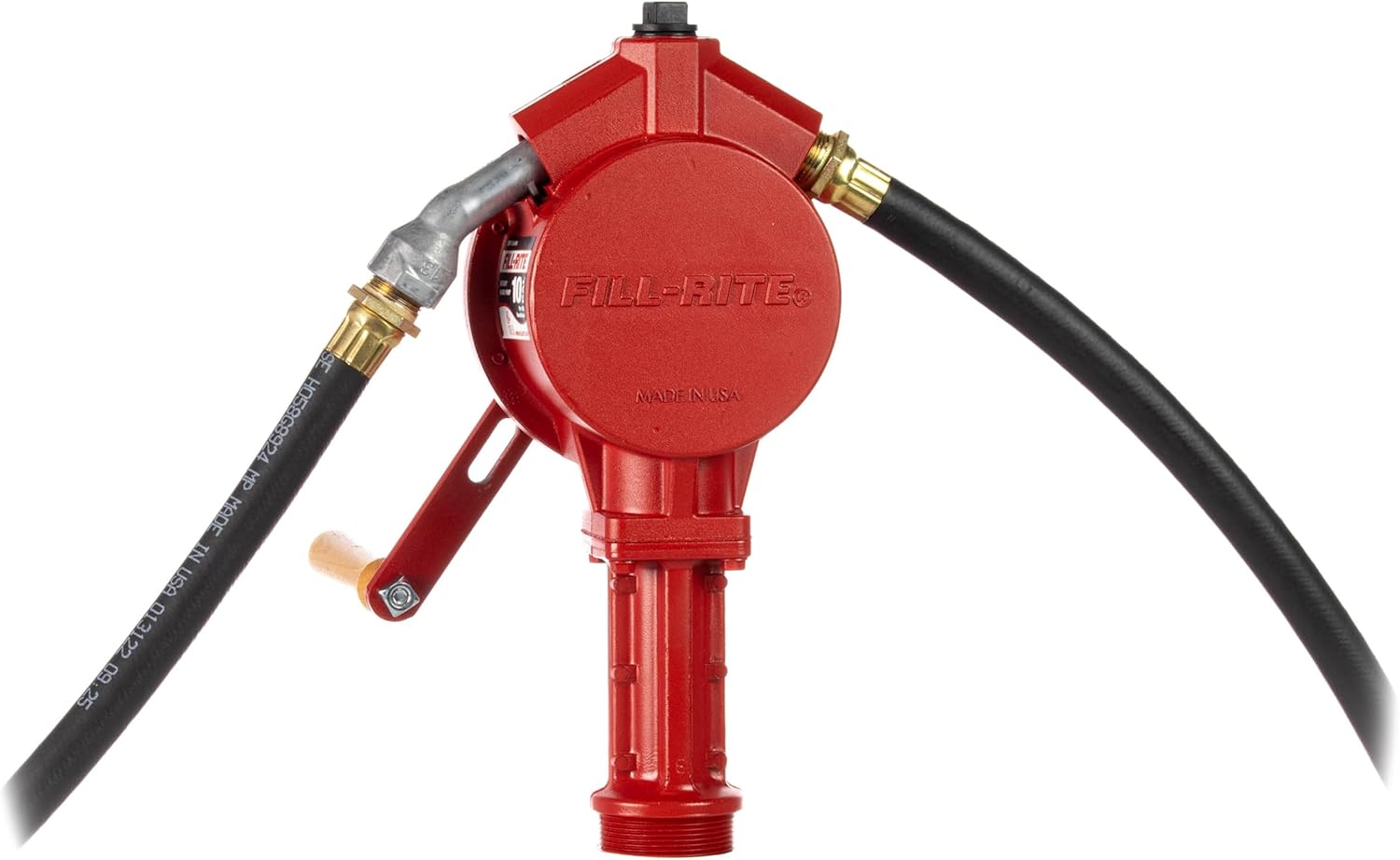 Fill-Rite FR112 Fuel Transfer Rotary Hand Pump w/Discharge Hose, Straight Spout, Vacuum Breaker, & Suction Pipe