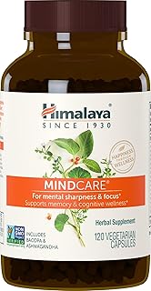 Himalaya MindCare, Nootropic Brain Supplement Booster for Mental Sharpness, Focus, Memory, and Cognitive Wellness, 1170 mg, 120 Capsules, 1 Month Supply