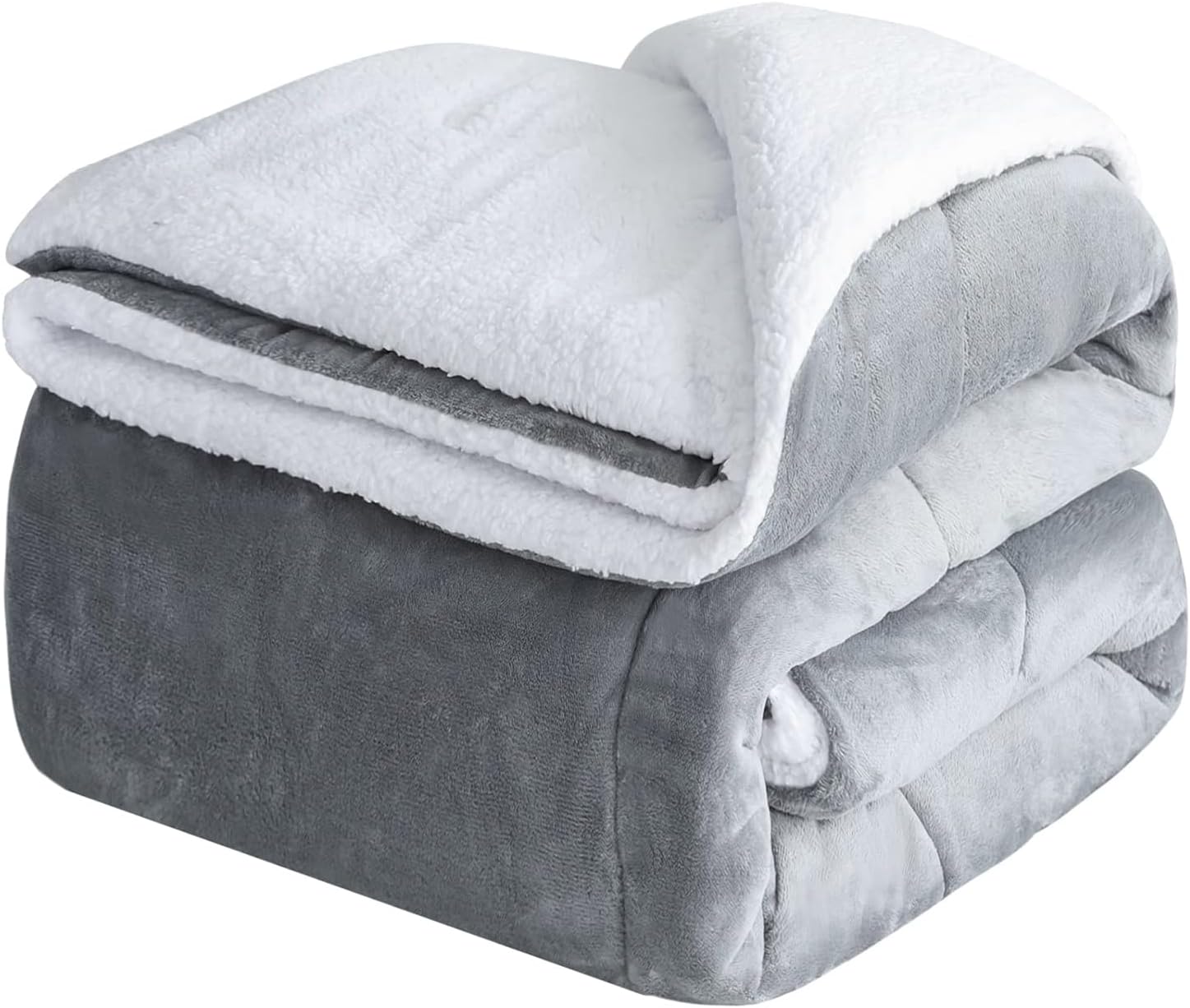 CHOSHOME Sherpa Fleece Blanket- Thick Warm Blanket for Winter, Soft Fuzzy Plush Blanket for Bed, Couch, Travel (Grey, Twin 60" x 80")