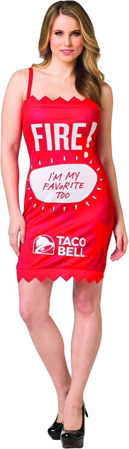 Taco Bell Sauce Packet Dress Fire Costume, Sizes S-XL