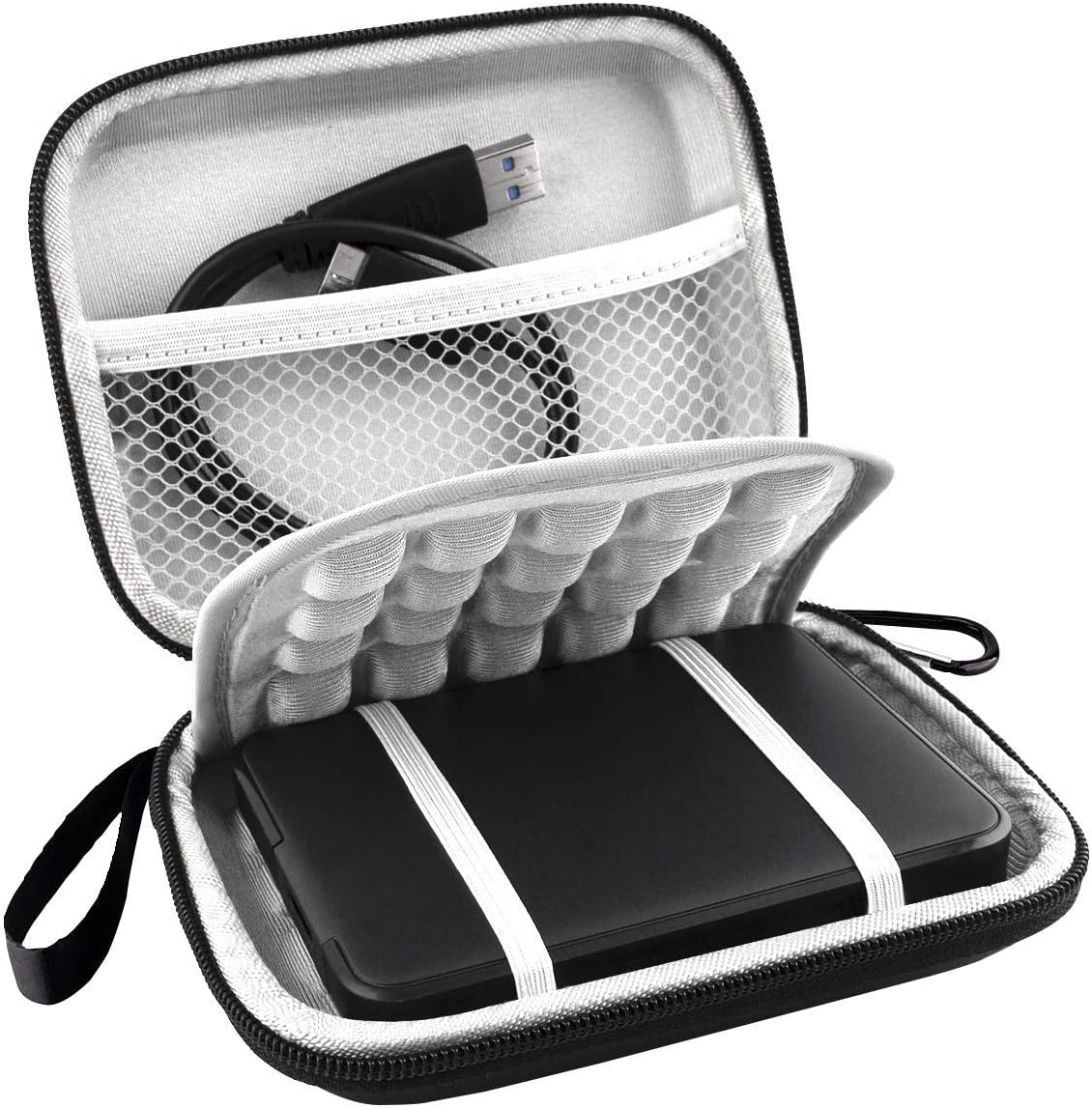 Lacdo Hard Drive Carrying Case for Western Digital WD Elements/WD My Passport/WD My Passport Ultra Portable External Hard Drive HDD 1TB 2TB 4TB 5TB 6TB USB 3.0 Protective Storage Travel Bag, Black