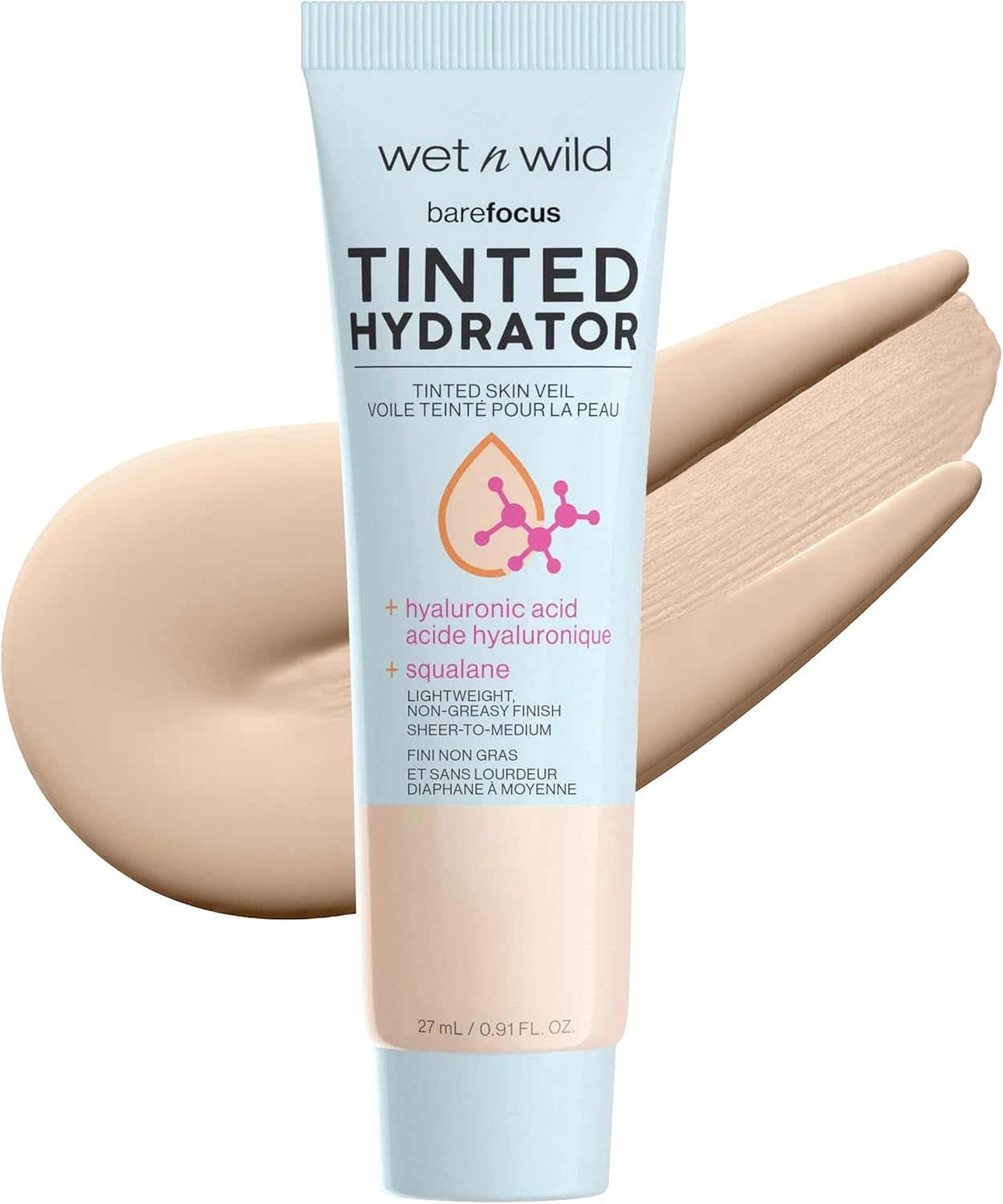 Wet n Wild, Bare Focus Tinted Hydrator, Tinted Moisturiser with Hyaluronic Acid, Lightweight Formula with Semi-Matte Finish for Oily Skin, Sheer to Medium Coverage, Light Medium