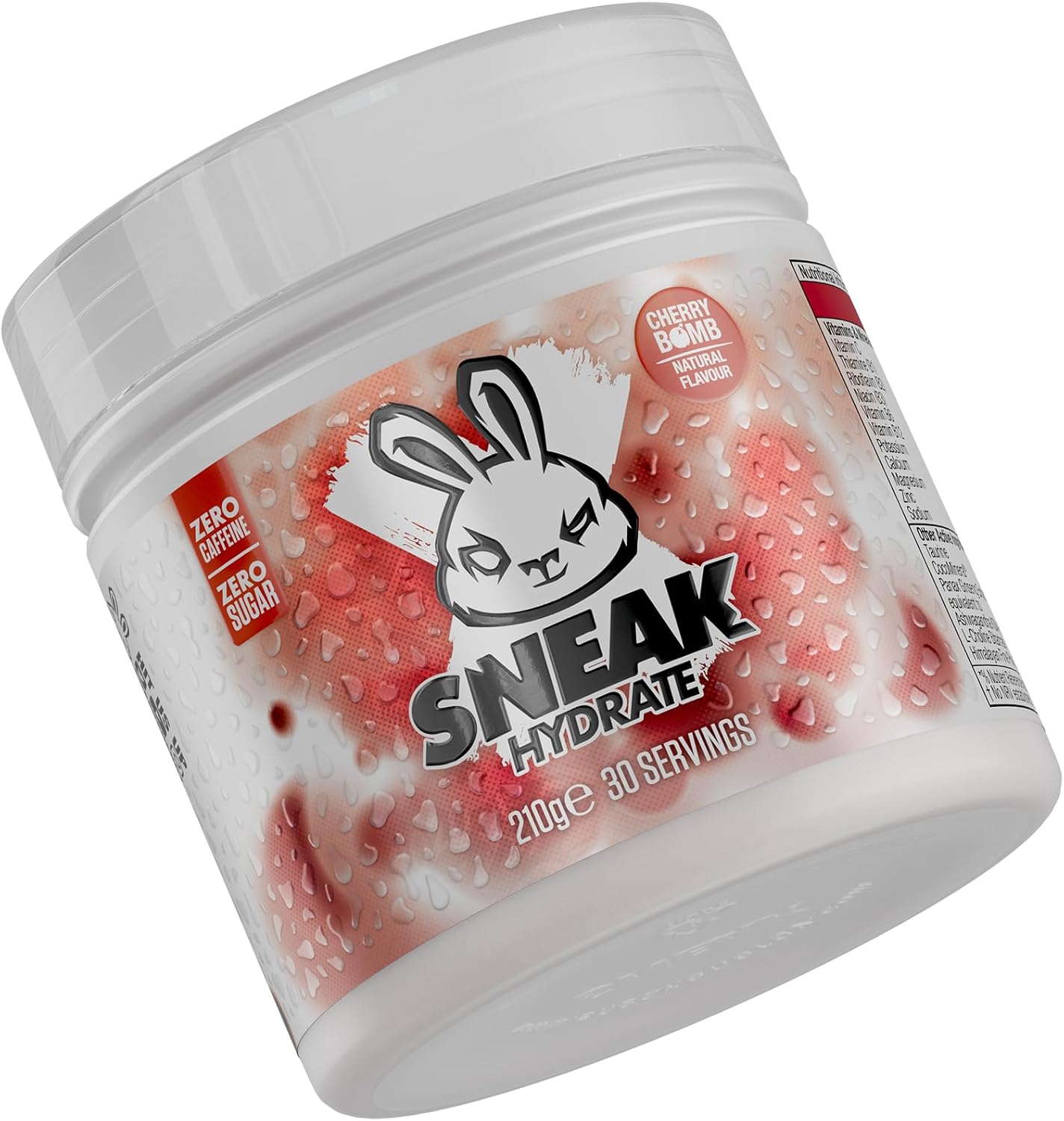 SNEAK Hydrate | Cherry Bomb | Coconut Water with Electrolytes, Zero Caffeine, Zero Sugar, Natural Flavours & Colours, Ashwagandha KSM-66 | 30 Servings