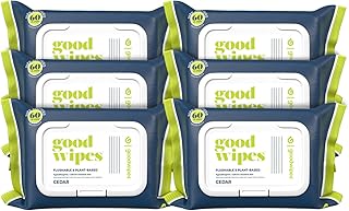 Goodwipes Flushable Butt Wipes Made w/Soothing Botanicals & Aloe – Soft & Gentle Wet Wipe Dispenser for Home Use, Septic & Sewer Safe – Largest Adult Toilet Wipes – Cedar, 360 count (6 packs)