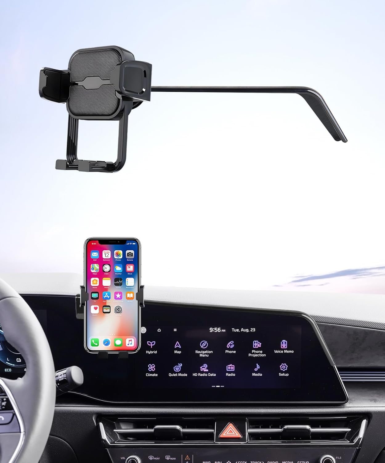 Car Phone Holder for 2023-2025 Kia NIRO/EV/Hybrid, 360° Rotation, 10.25 inch Screen Fixed Clip, Auto Accessories Navigation Bracket, Interior Decoration Mobile Phone Mount