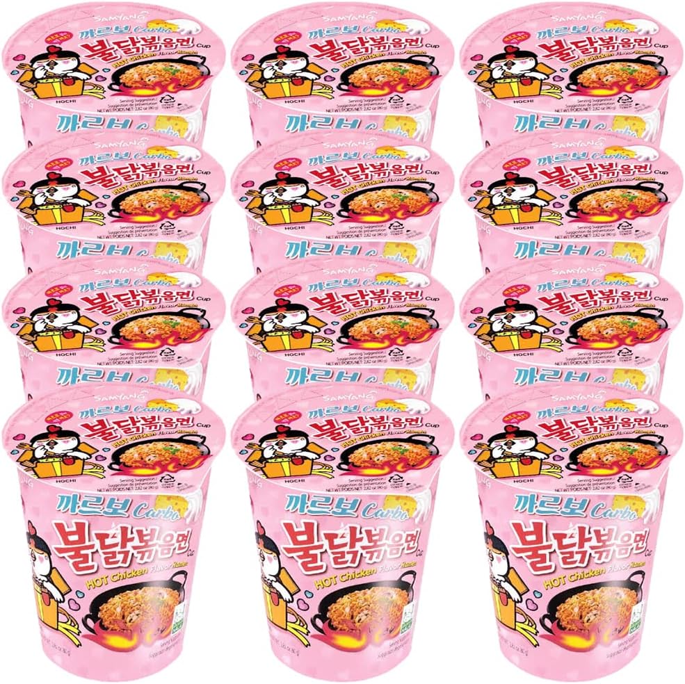 WaNaHong Samyang Hot Chicken Flavour Carbonara Ramen Cup (Pack of 12 Cup)