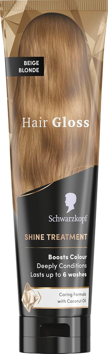 Schwarzkopf Hair Gloss Shine Treatment Beige Blonde 150ml, Semi-Permanent Hair Dye, Temporary Hair Treatment to Condition and Colour Hair, Contains Coconut Oil, Enhances Colour and Reduces Breakage