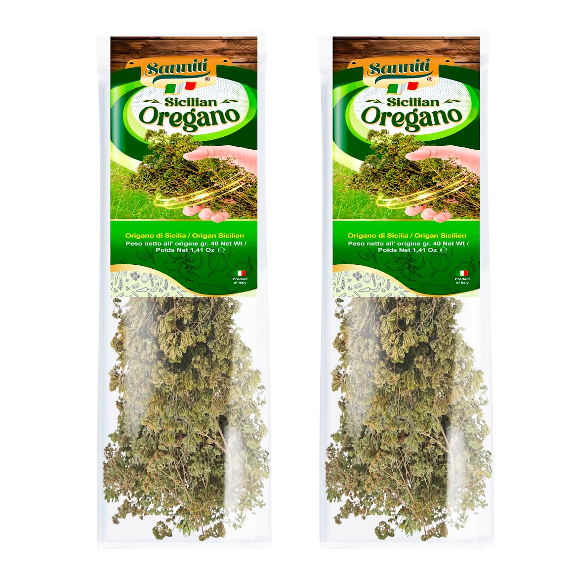 Sanniti Origano di Calabria Italian Dried Oregano on the Stem, 40 grams (Pack of 2)