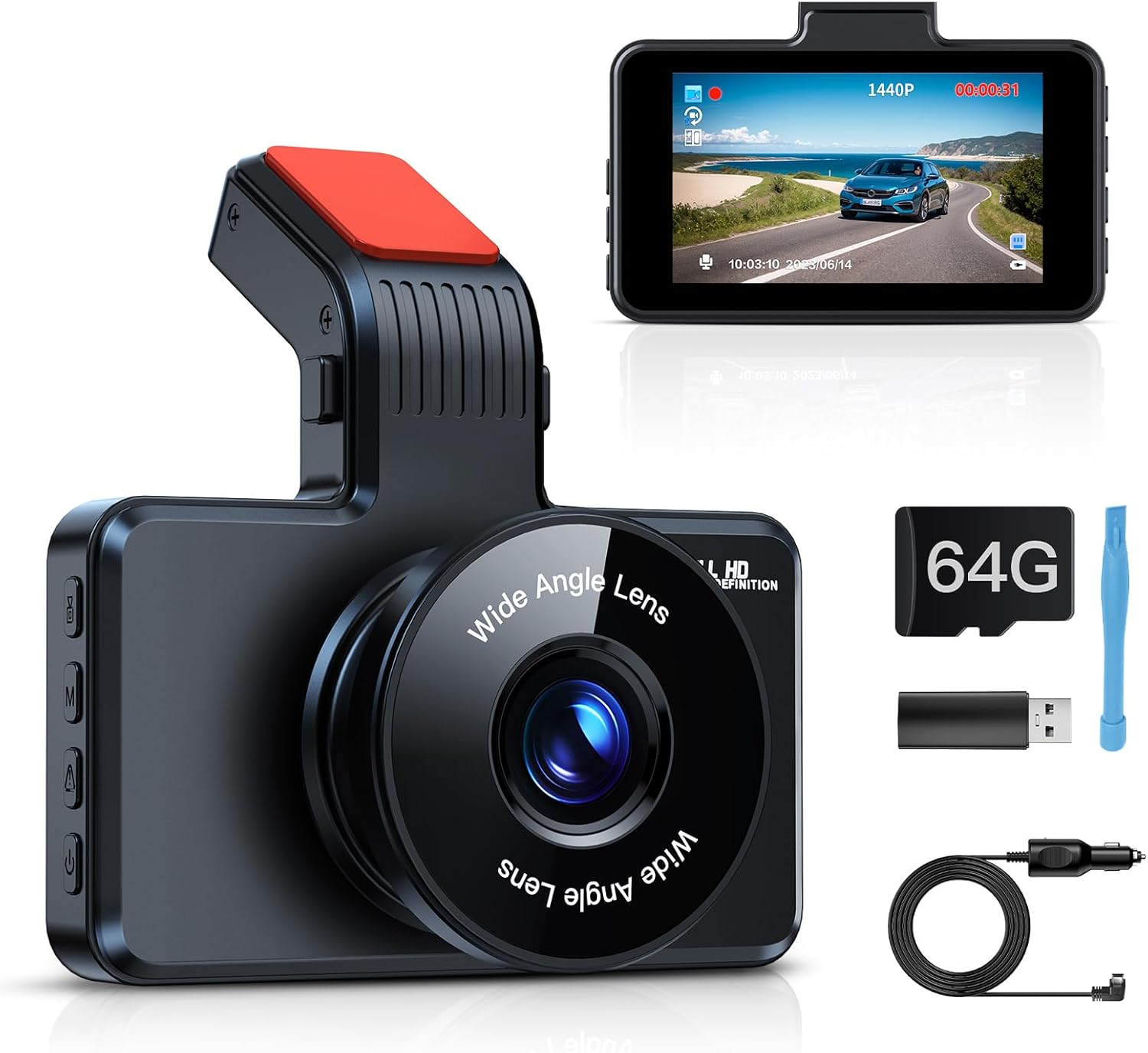Range Tour Car Dash Cam Front, FHD 1080P 170° Wide Angle WDR In Vehicle Dashboard Camera 3.0" Display Driving Recorder Video Camera Loop Recording, Night Vision, Motion Detection