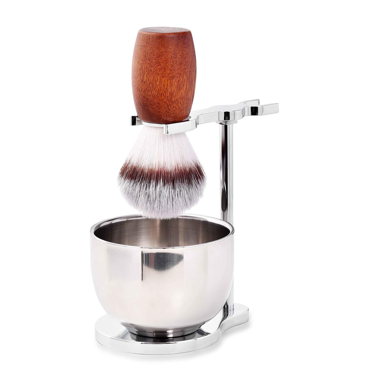 Men's Shaving Brush Set, Quality Weighted Metal Stand and Steel Bowl, 3pcs