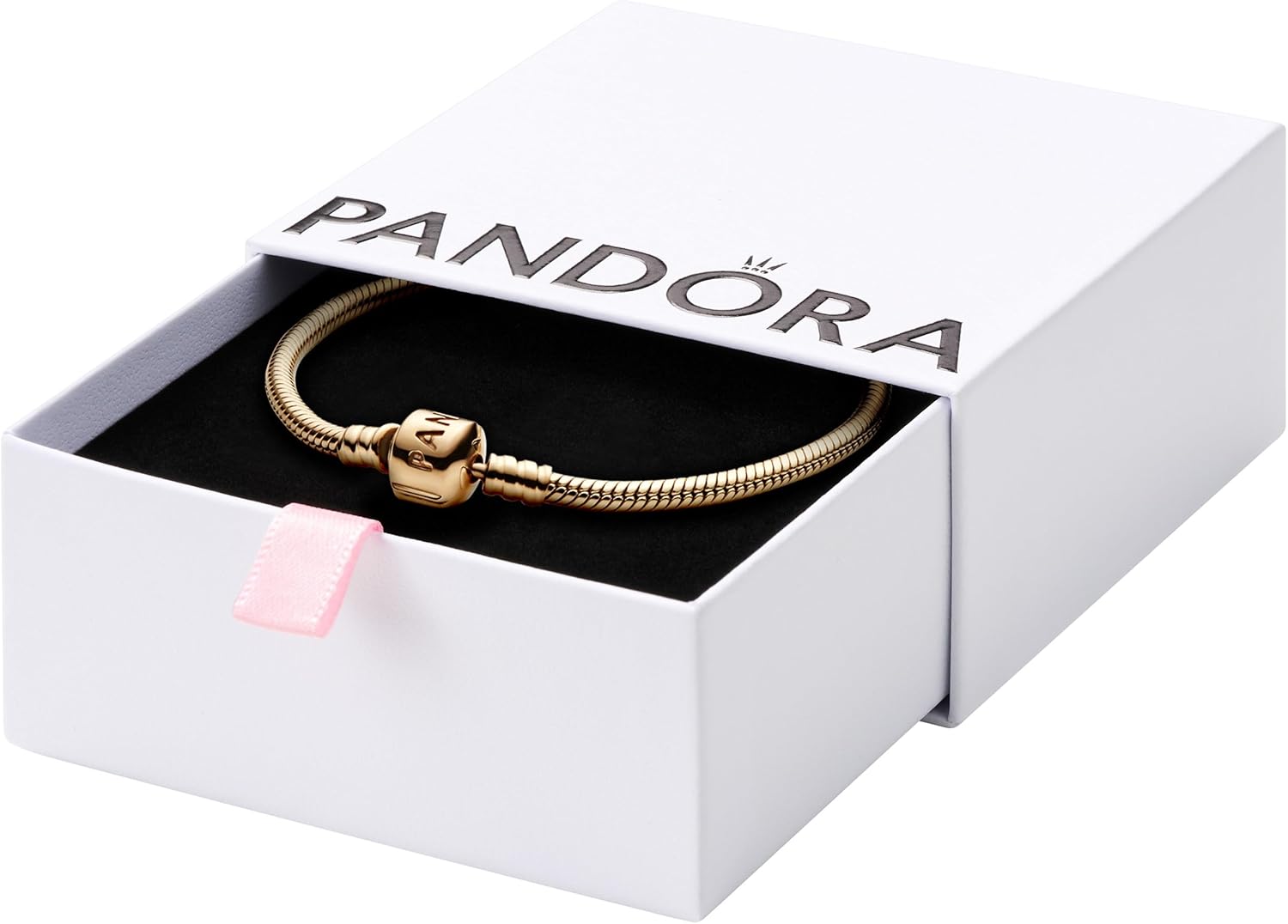 PANDORA Moments Barrel Clasp Snake Chain Bracelet - Silver Bracelet for Women - Gift for Her - Sterling Silver - With Gift Box - 7.1"