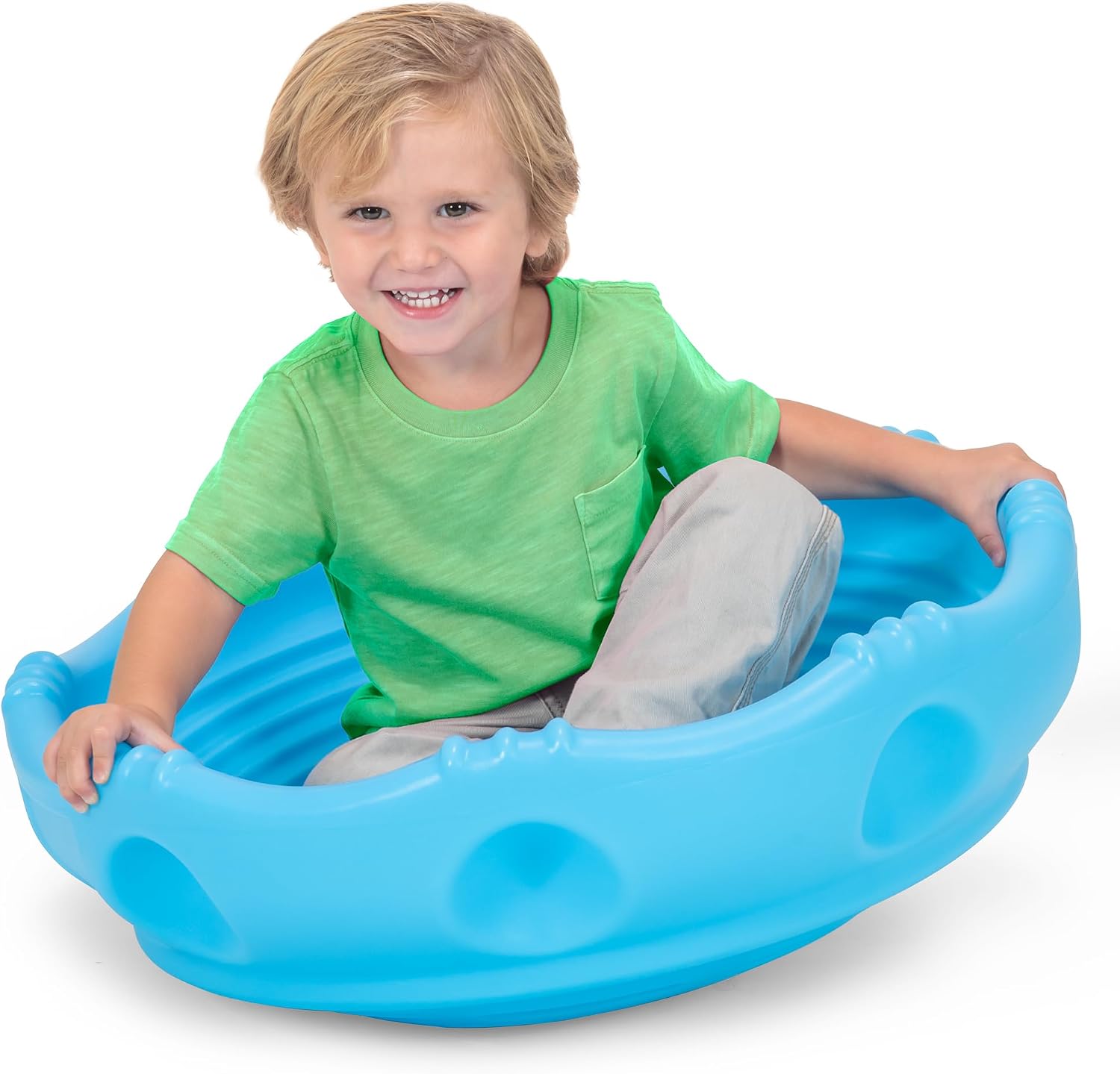 Simplay3 Two Sided Rock Around Wobble Disk and Climbing Dome for Toddlers and Kids - Rocking and Climbing - Indoor/Outdoor, Made in USA (Blue, 1 Pack)