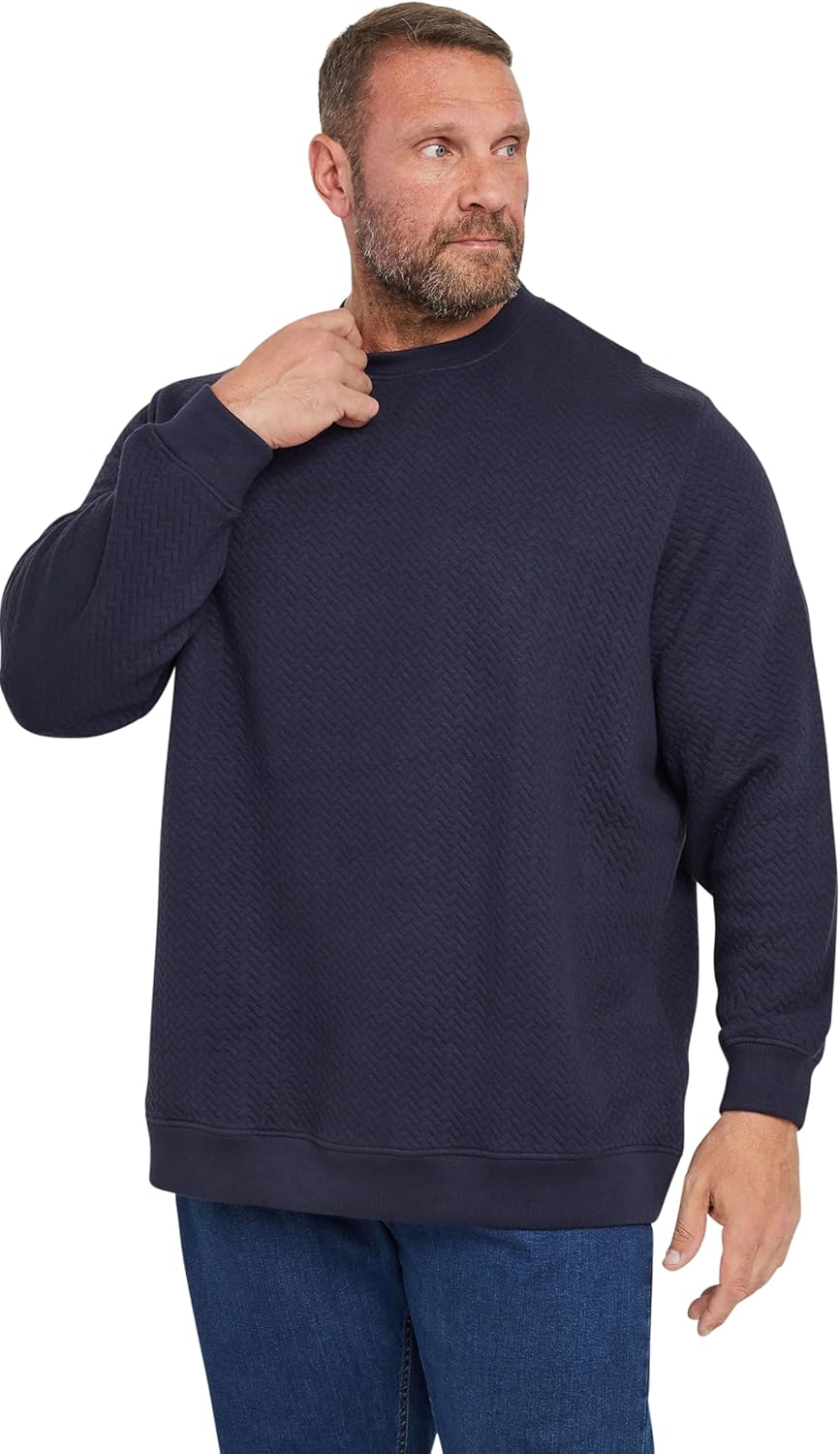 BadRhino Big & Tall Blue Chevron Quilted Crew Neck Sweatshirt - Men's - Plus Size Curve