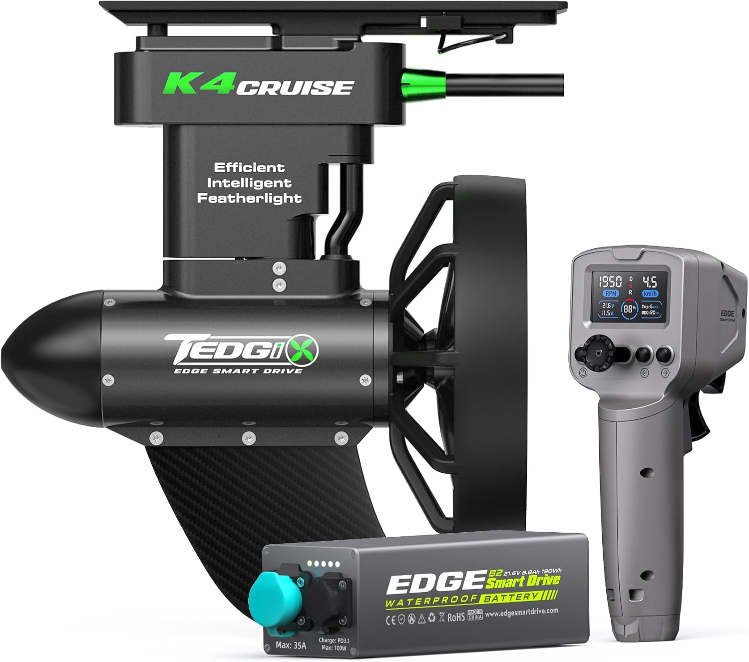 Tedgix K4C Motor for SUP & Kayak, 400W Brushless Underwater Thruster Wireless Remote with Cruise Control, Electric Fins for Paddle Board, Boost Fin for Canoe & Inflatable Boat, K4 Upgraded Version