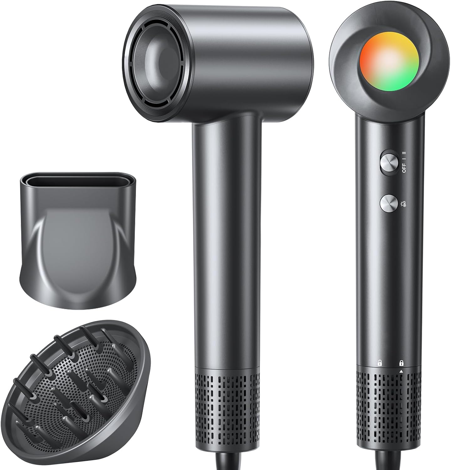 Hair Dryer, 160000 RPM Ionic Hair Dryer Portable Lightweight Blow Dryer with 500 Million Negative Ions, Fast-Drying, Lightweight and Quiet with Diffuser & Nozzle, Perfect for Home and Travel-Black