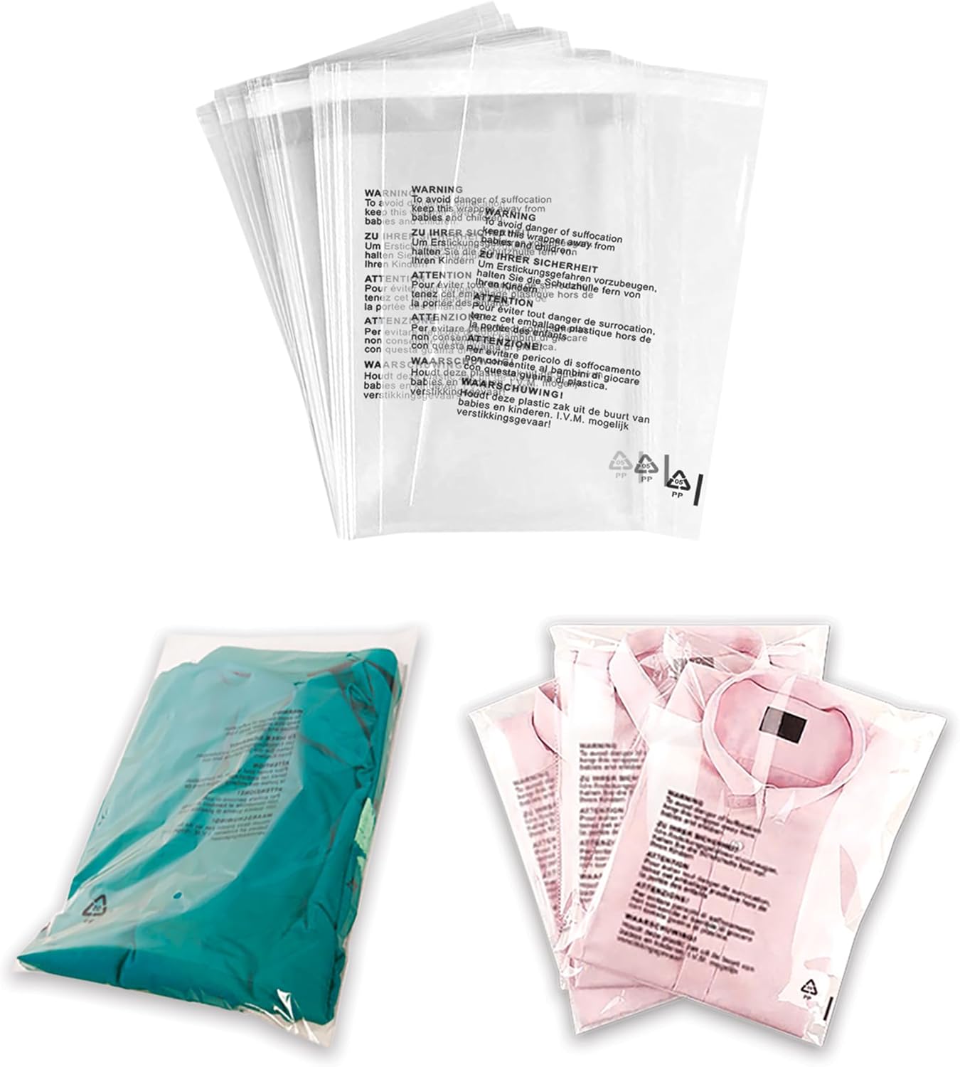 G4Goods 100 Pcs Clear Plastic Self Seal Garment Clothing Bags 10" x 12" - Convenient and Durable Clear Bags for Clothing Ideal for Packaging Shipping and Protecting