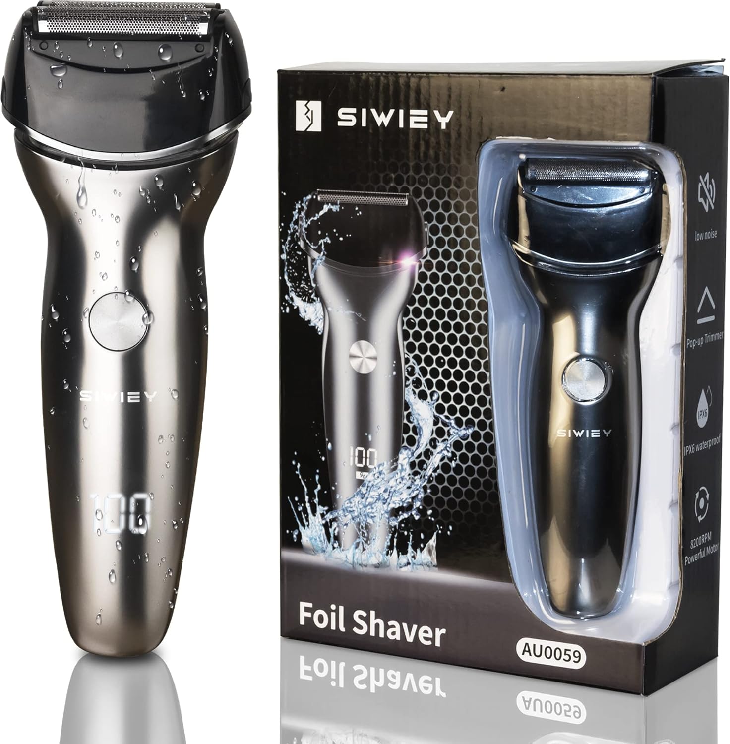 Foil Shaver for Men, Rechargeable Electric Razor, Wet and Dry Waterproof IPX6, Body Shavers with Pop-up Beard Trimmer, LED Display, 8200 RPM