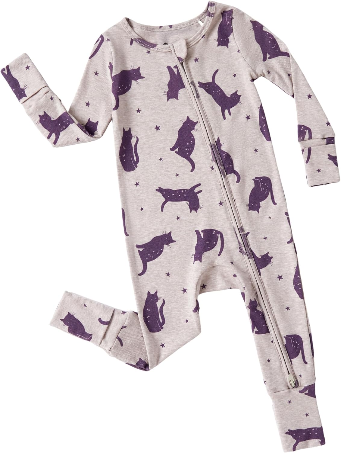 PATPAT Baby Clothes with Premium Soft Wool, Footie Pajama for Baby Boy Girl, Tencel Lyocell Romper Sleeper with 2-Way Zipper, Kitten Mist, 18-24 Months
