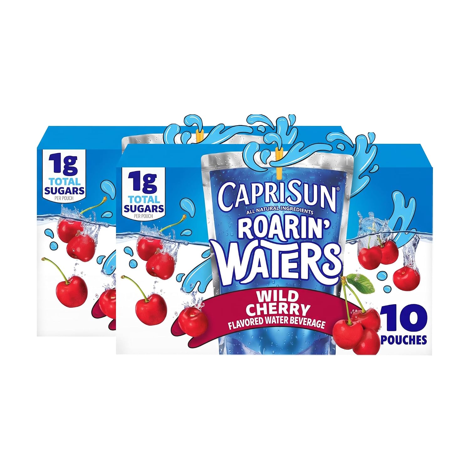 Capri Sun Roarin' Waters Wild Cherry Ready-to-Drink Juice (40 Pouches, 4 Boxes of 10) (Pack of 2)