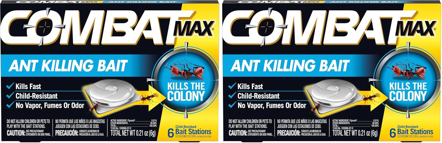 Combat Max Ant Killing Bait Stations, Indoor and Outdoor Use, 6 Count, (Pack of 2)