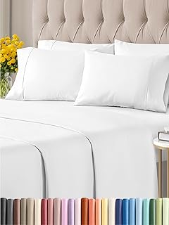 Queen 6 Piece Sheet Set - Breathable & Cooling Bed Sheets - Hotel Luxury Bed Sheets for Women, Men, Kids & Teens - Comfy Bedding w/ Deep Pockets & Easy Fit - Soft & Wrinkle Free - Queen White Sheets