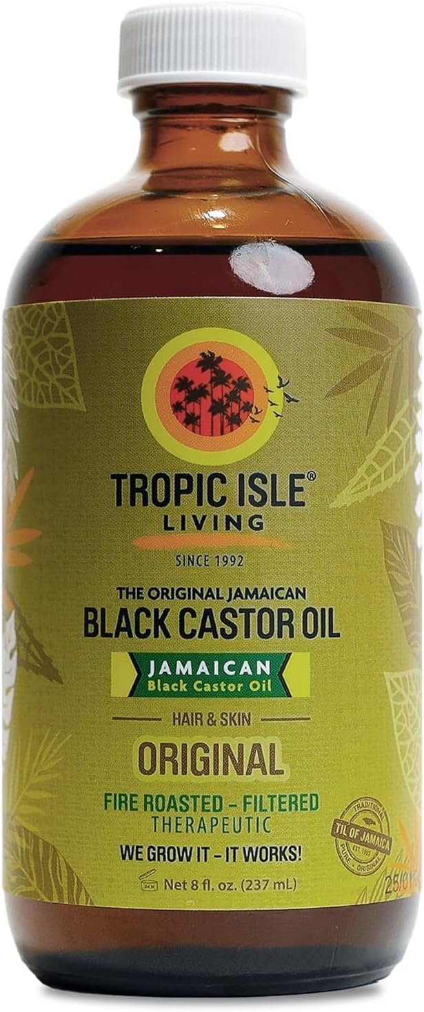 Tropic Isle Living Jamaican Black Castor Oil 8oz | Rich in Vitamin E, Omega Fatty Acids & Minerals | For Hair Growth Oil, Skin Conditioning, Eyebrows & Eyelashes, Scalp and Nail Care