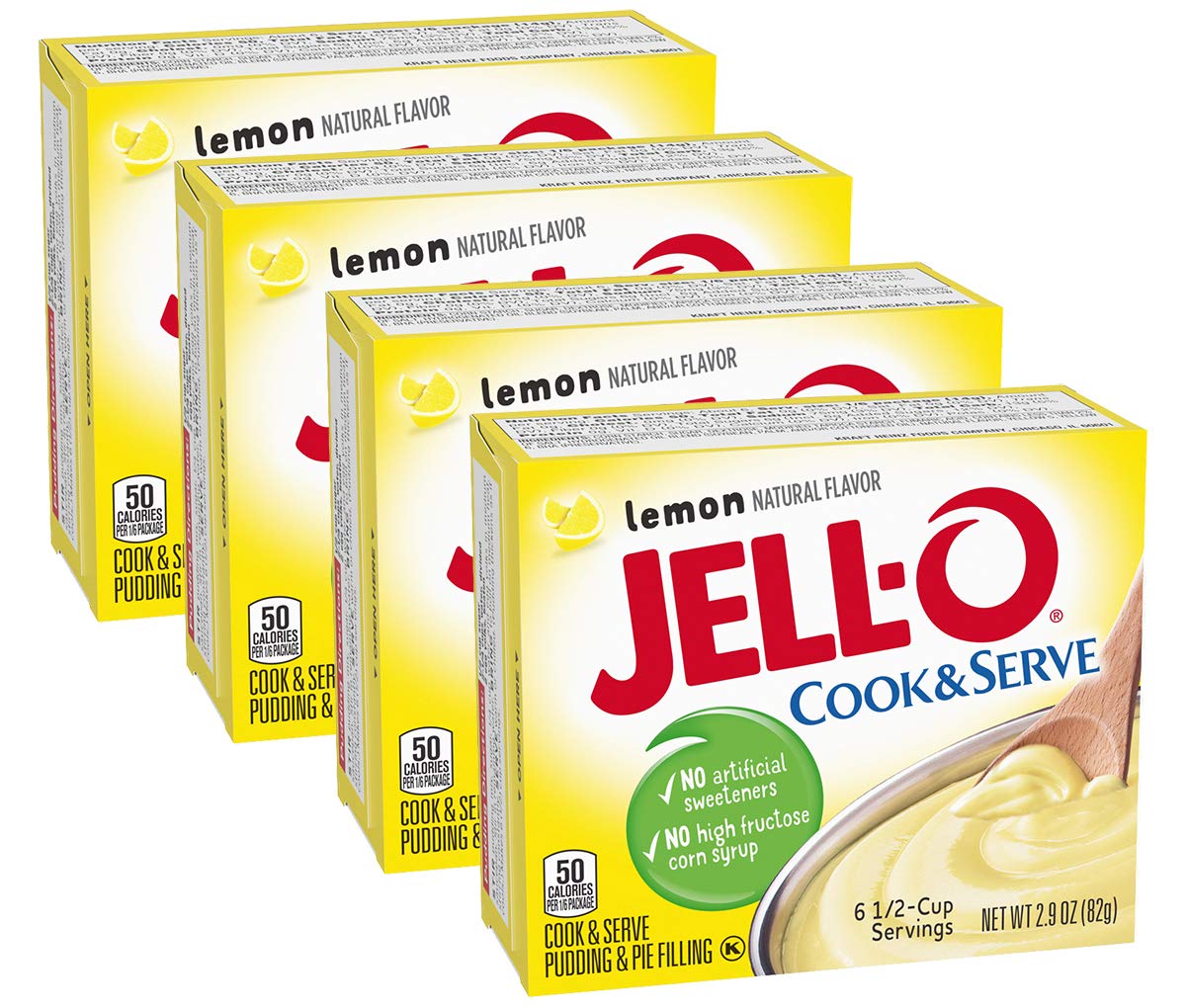 Jell-O, Cook & Serve, Pudding & Pie Filling, Lemon,2.9 Ounce (Pack of 4)