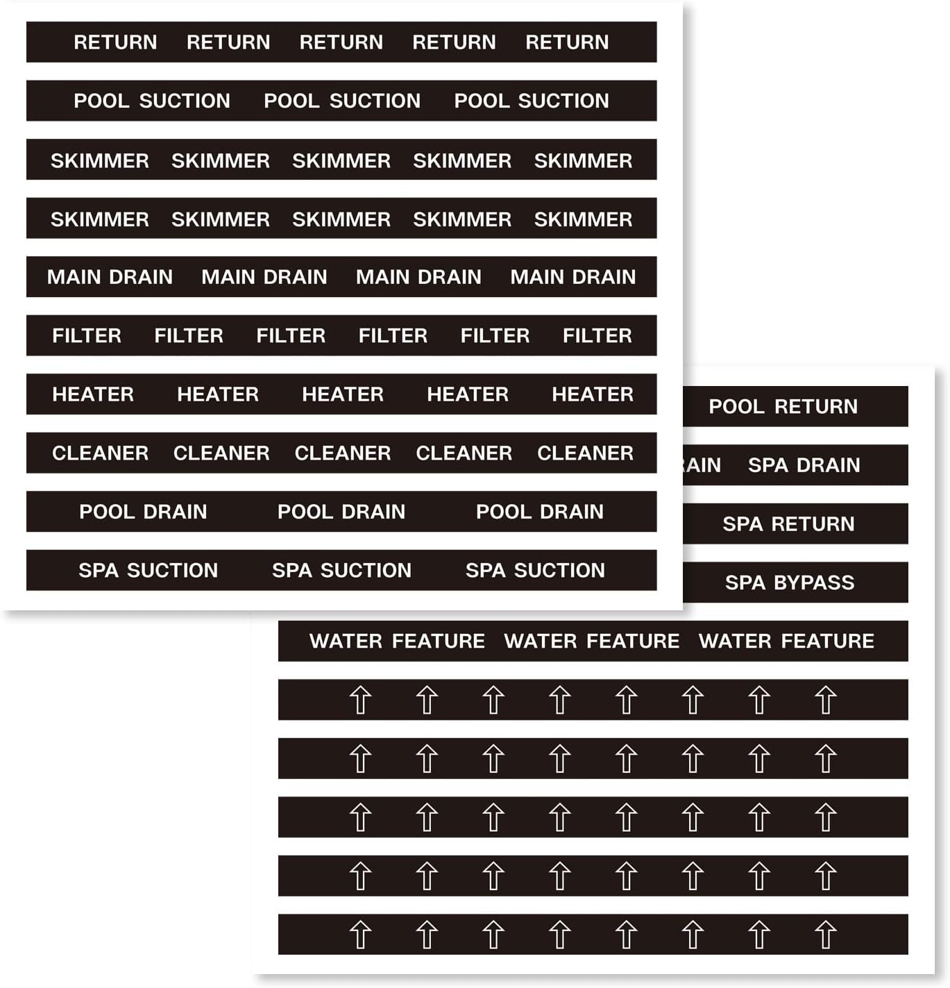 Swimming Pool Plumbing Identification Labels, Joyfulmap 20pcs UV Swimming Pool Labels for Pool Lines Pipes and valves Equipment, Easily Mark Different of Your System for Easier Identification, Black