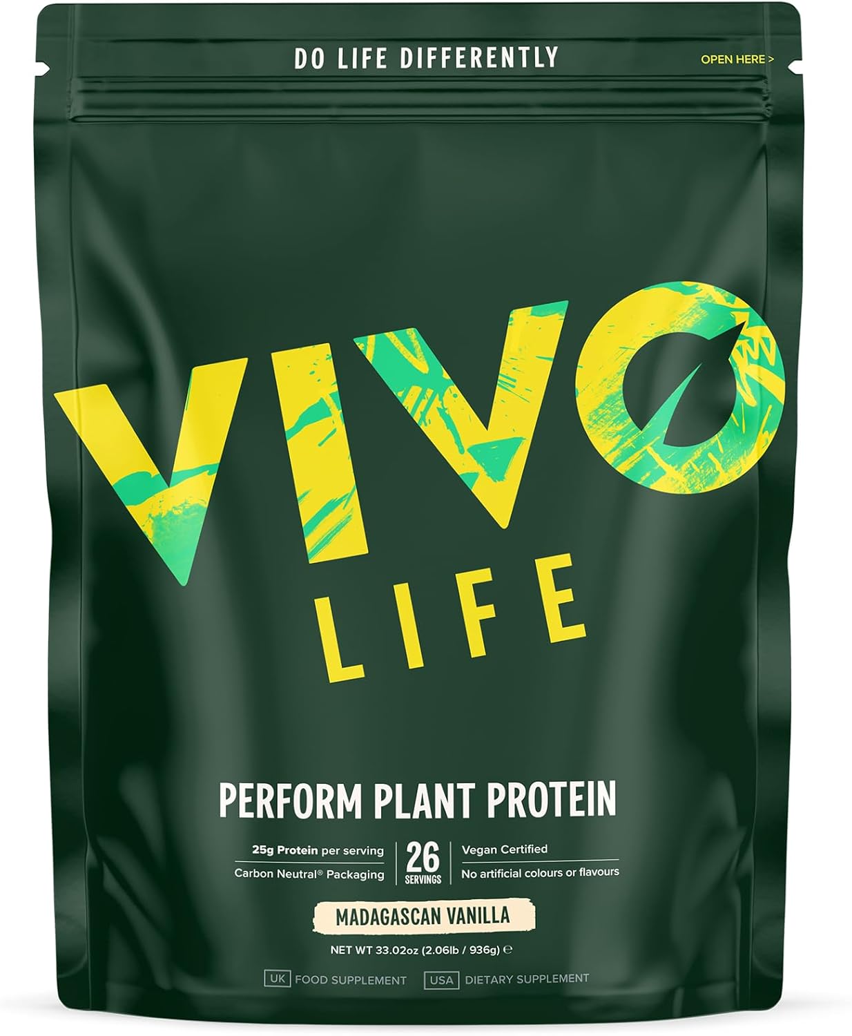 Vivo Perform Raw Plant Madagascan Vanilla Protein and BCAA Powder
