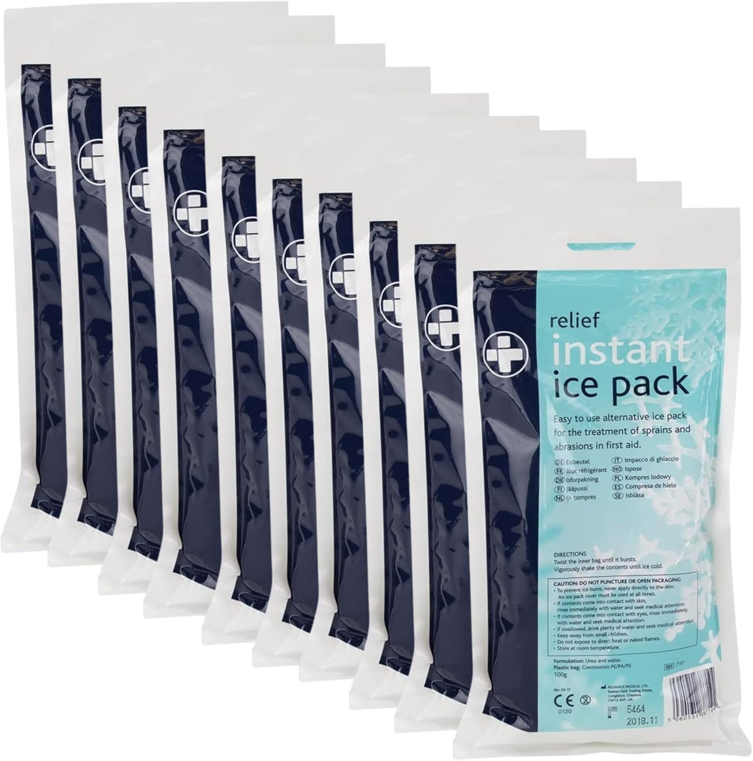 Reliance Medical 200g Relief Instant Ice Pack - Disposable Cold Therapy Ice Packs, Instant Pain Relief for Back, Neck, Ankle, Sprains, Abrasions, Headaches and Toothache (Pack of 10)
