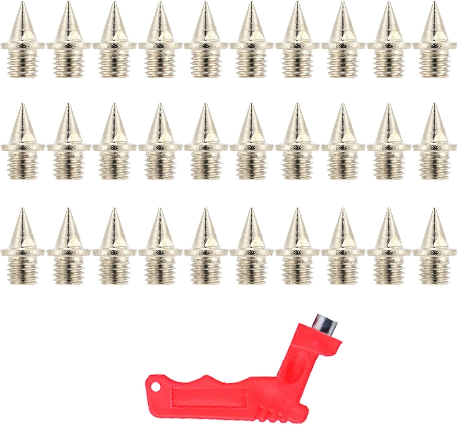 30 Pcs 1/4 inch Field Running Spikes for Track, Stainless Steel Sprint Spikes, Running Spikes Shoes With Spike Wrench Track for Jumping Replaceable Pins for Men Women Athletics Shoes