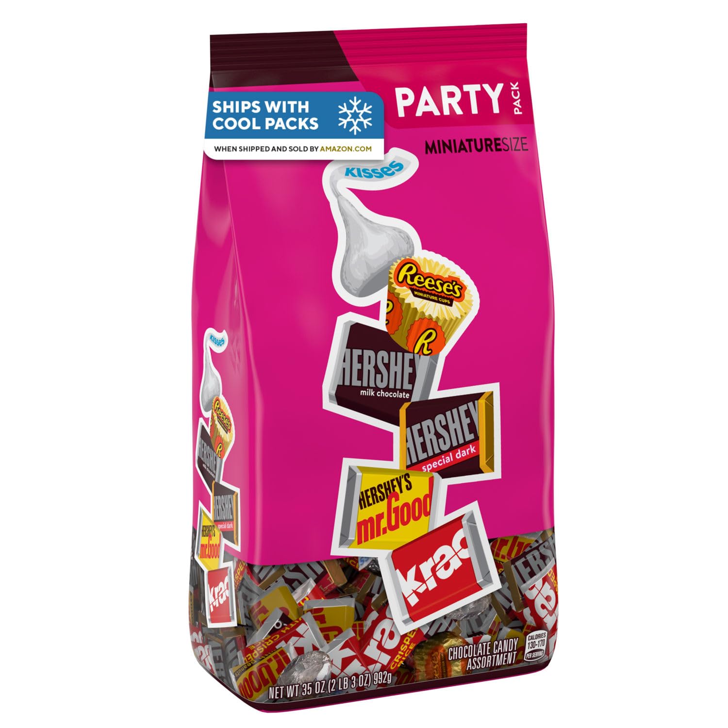 HERSHEY'S and REESE'S Miniatures Assorted Chocolate Candy Party Pack, 32.9 oz