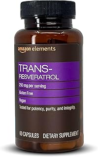 Amazon Elements Trans-Resveratrol, 250 mg, 60 Capsules, 2 Month Supply, Vegan