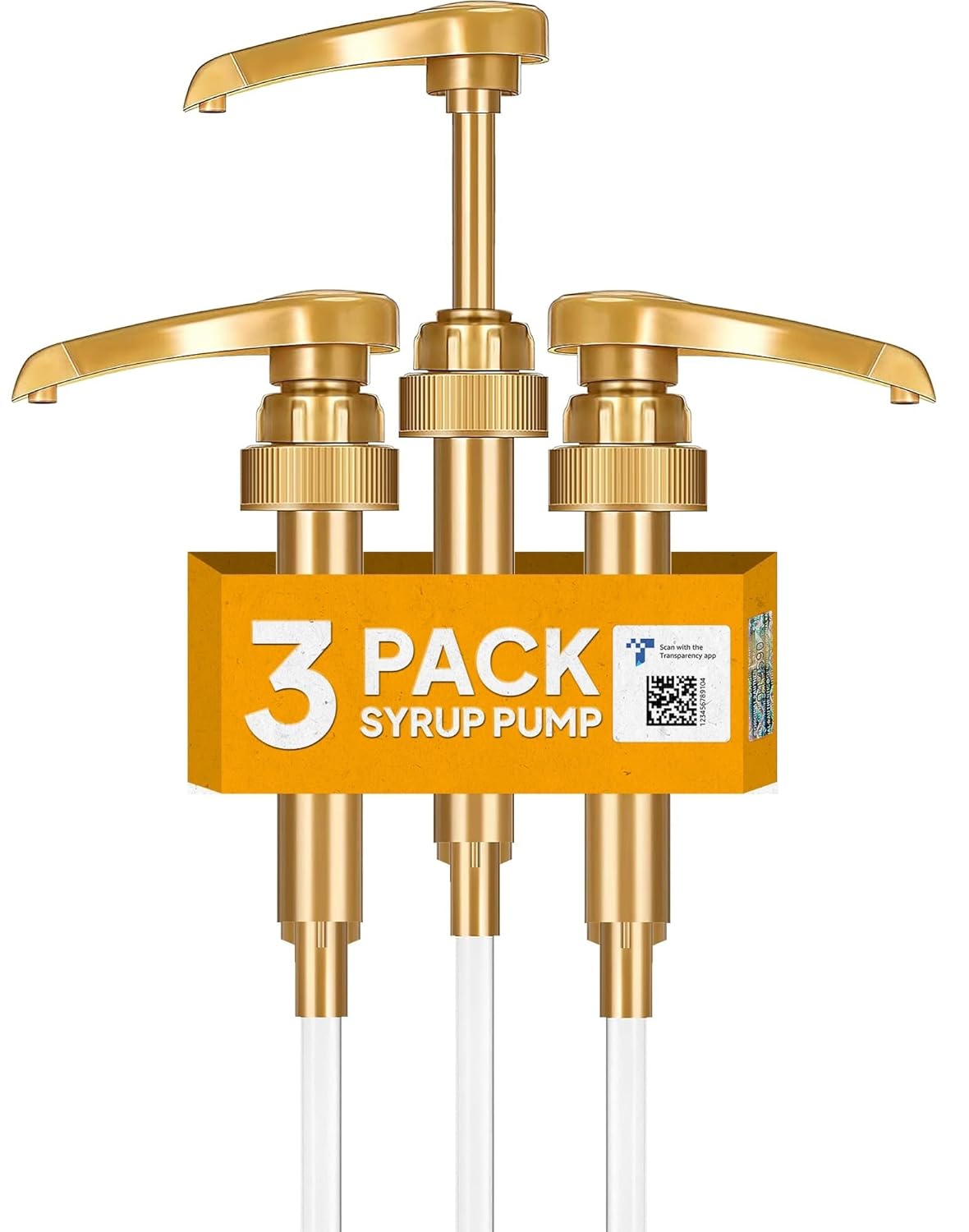 3-Pack Gold Coffee Syrup Pump Fits 750ml Bottle