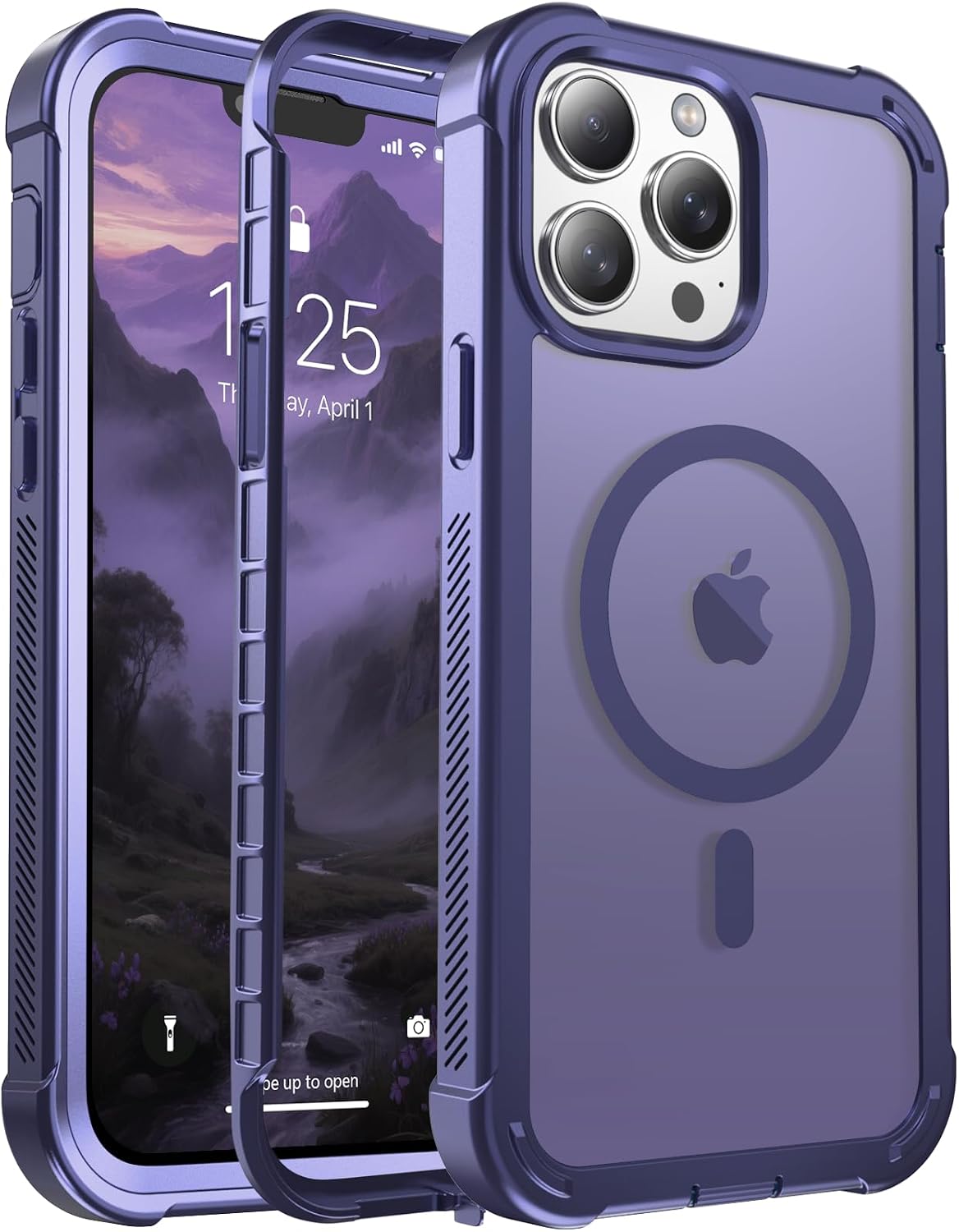 Magnetic for iPhone 13 Pro Max Case Heavy Duty Protection Dark Purple
