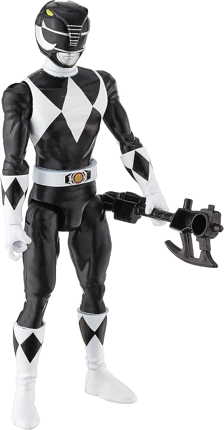 Power Rangers Mighty Morphin Black Ranger 12-Inch Action Figure Toy Inspired by Classic TV Show, with Power Axe Accessory