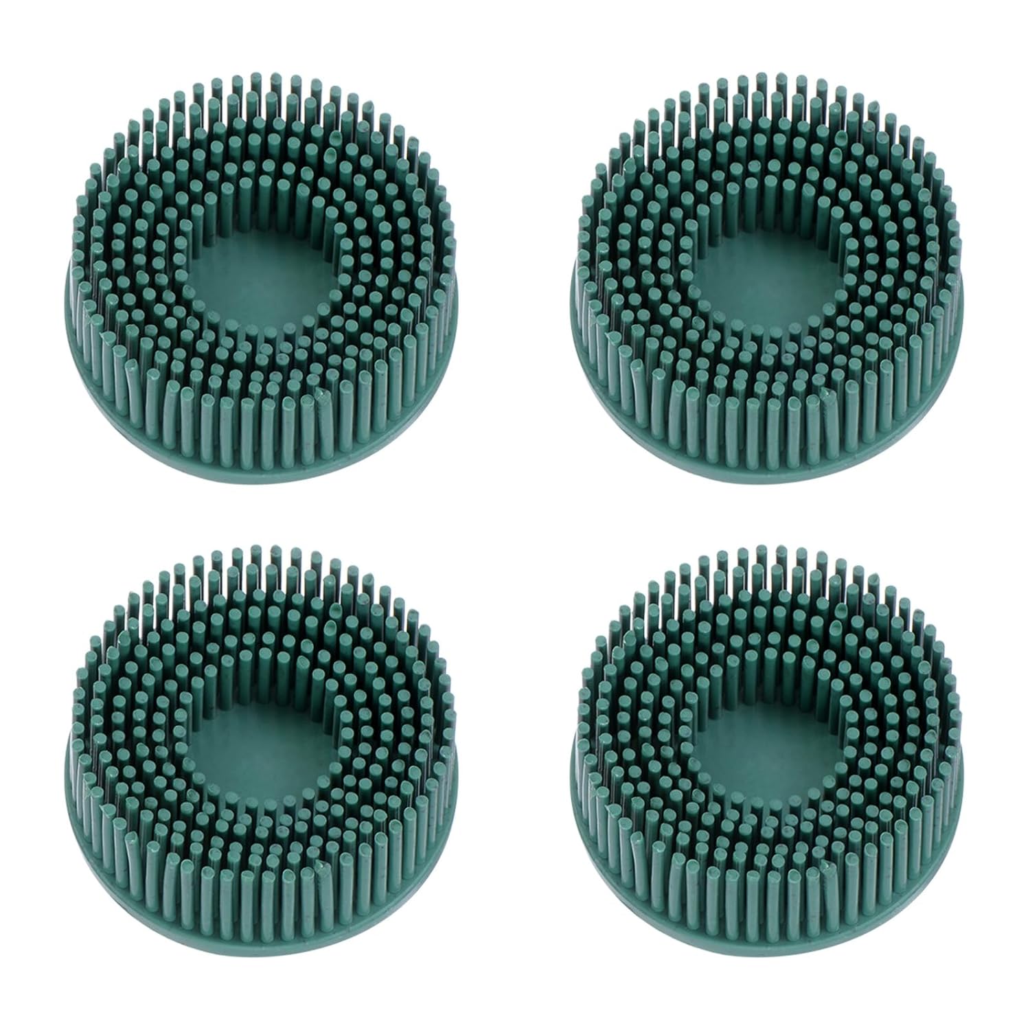 HARFINGTON 4pcs Bristle Disc 2" 50 Grit Abrasive Brush Deburring Electric Disc Brush with Quick Change Roll Lock Abrasive Coating Removal Disc for Metal, Green