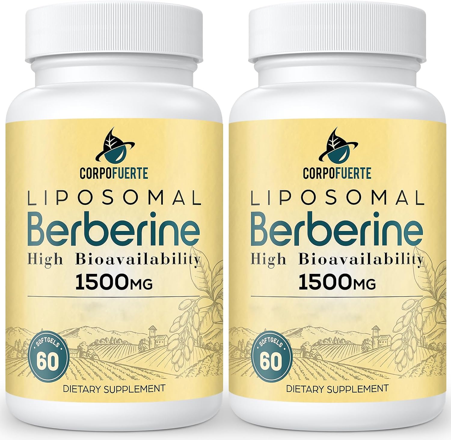 Liposomal Berberine HCl 1500 mg - Berberine Supplement for Women and Men (2 Pack)