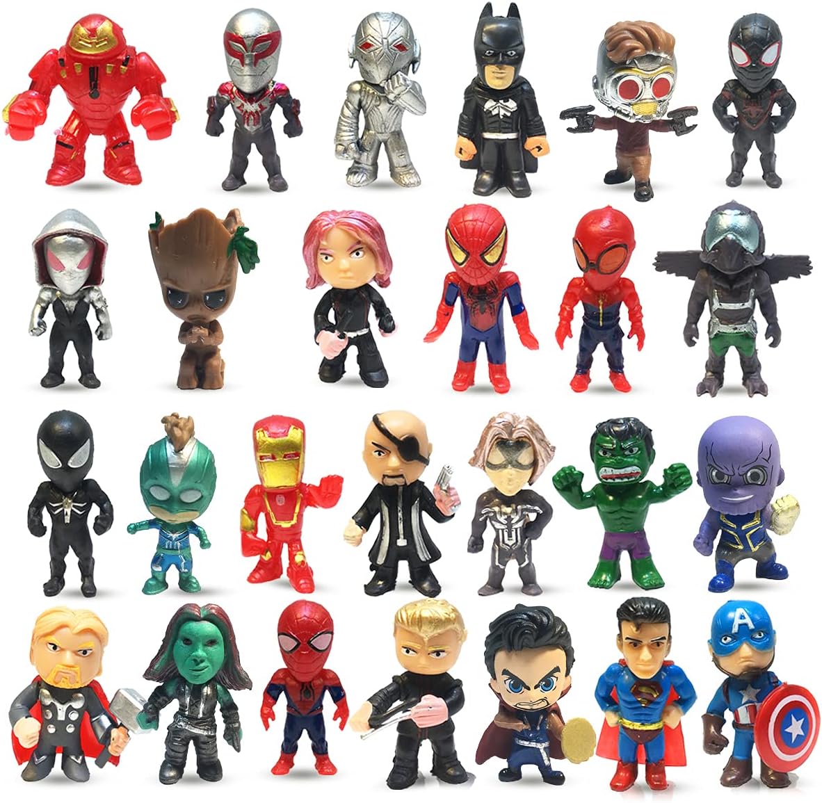 26 Pieces Superhero Mini Action Figures Sets for Boys Titan Hero Series Small Super Hero Sets,Ornaments Toys Supplies,Birthday Party Gifts Cupcake Toppers Decoration