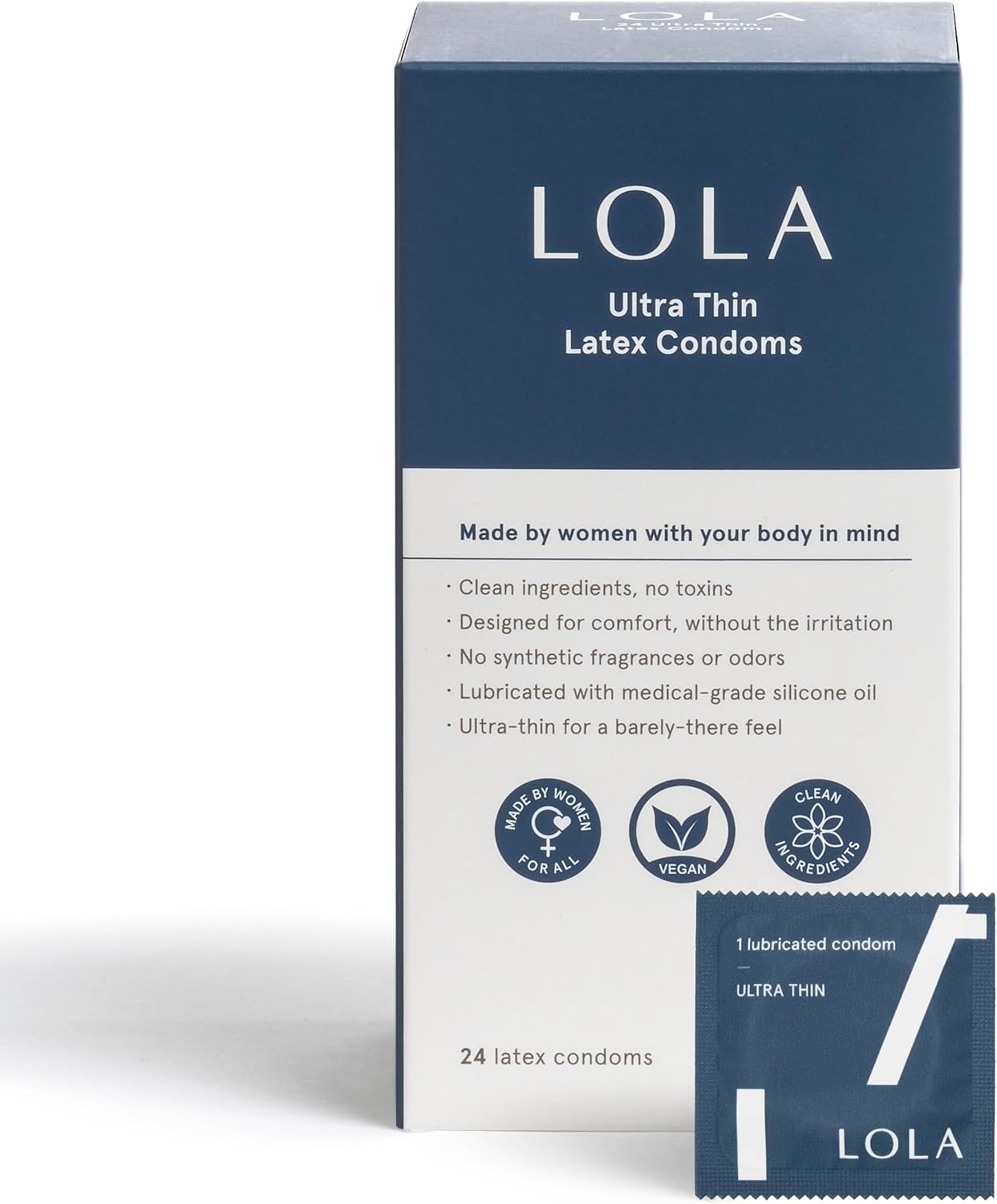 LOLA Regular Ultra Thin Natural Condoms, Regular Size 52mm x 189mm