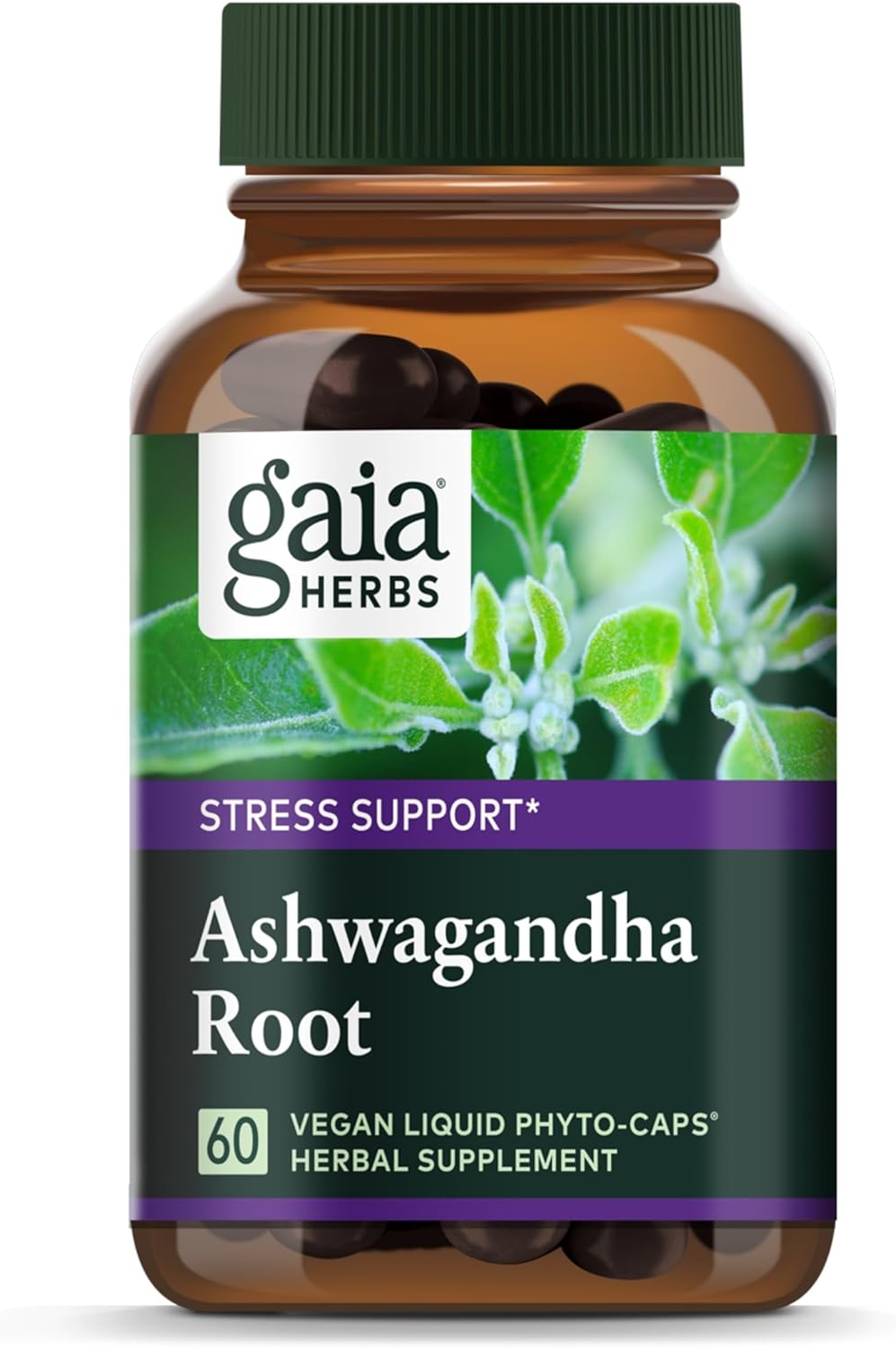 Gaia Herbs Ashwagandha Root - Made with Organic Ashwagandha Root to Help Support a Healthy Response to Stress, the Immune System, and Restful Sleep - 60 Vegan Liquid Phyto-Capsules (30-Day Supply)
