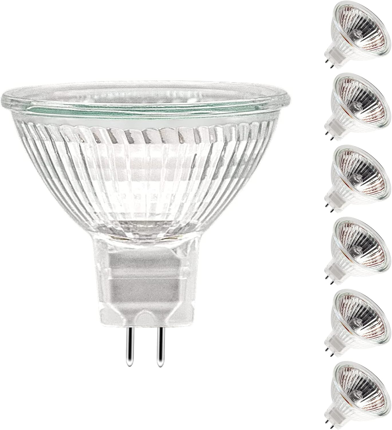 ETUOLMP MR16 Halogen Bulb 20W 12V, Durable 6 Packs High Output Halogen Light Bulbs 2 pin GU5.3 Base for Landscape Lights, Track Lights, Fiber Optics, Desk Lamps, Dimmable, 2700K Warm White