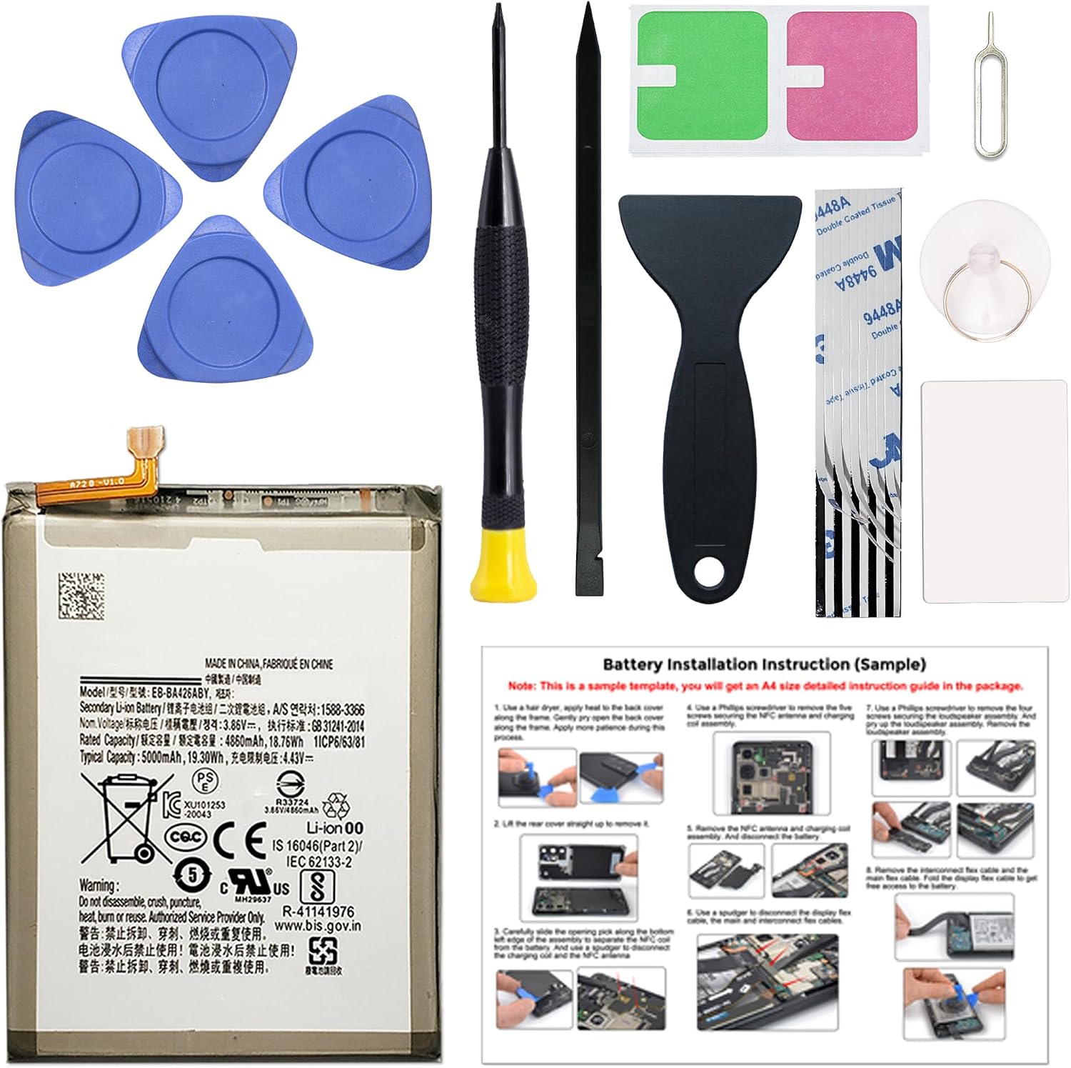 Fit for Galaxy A32 5G / A42 5G Battery Replacement, with Installation Manual EB-BA426ABY Battery for Samsung Galaxy A32 5G / A42 5G with Repair Toolkit, EB-BN970ABU