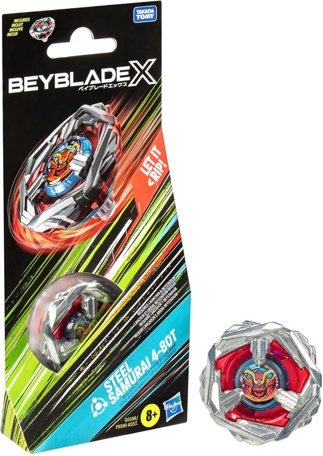 Beyblade X Steel Samurai 4-80T Booster Pack Set, Balance Type Top with Customisable Parts, Bey Toy for 8+ Year Old Boys and Girls, Beystadium & Launcher Sold Separately