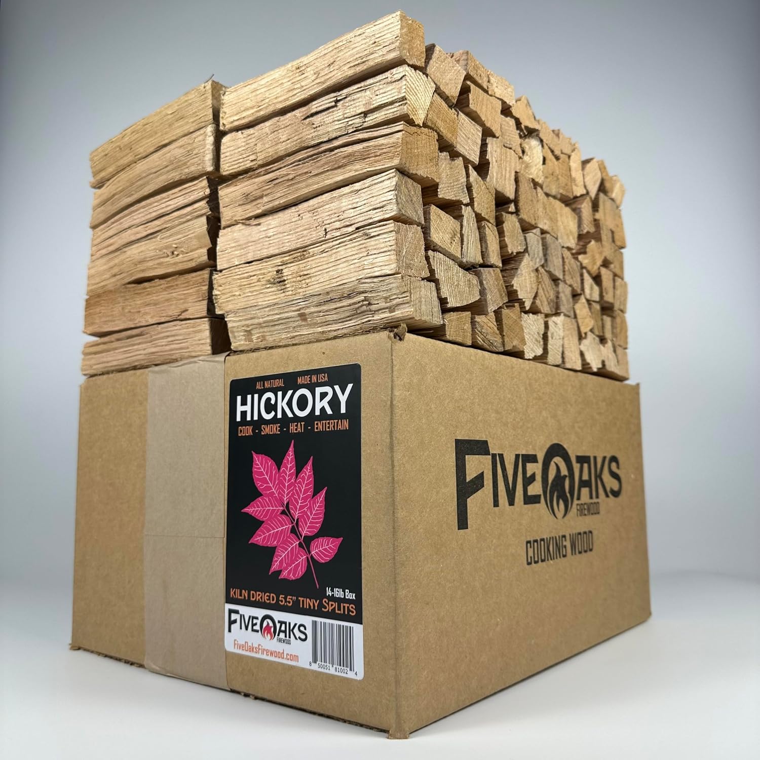 Kiln Dried Hickory Pizza Oven Wood, Mini 5 Inch Cooking Wood for Ooni, Gozney, Bertello Pizza Ovens - Approx 16lbs Product of USA (1,000 Cubic Inches)